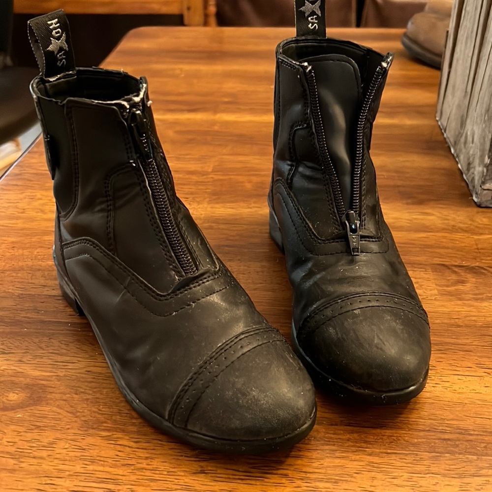 Kids Saxon Black Zip Paddock Riding Boots 2